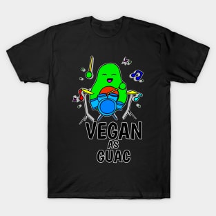 Vegan As Guac - Funny Avocado Cute Clipart Veggies - Musical Beats Drummer T-Shirt